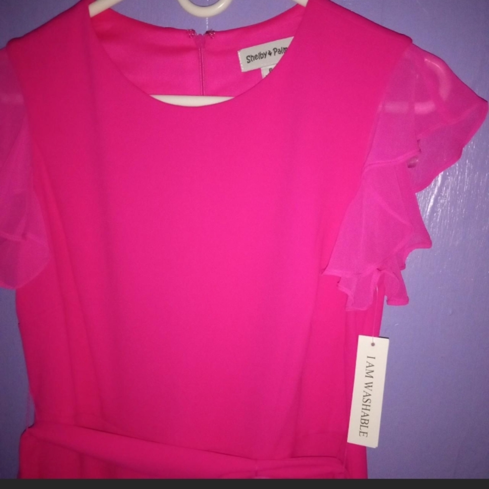 Elegant Pink Ruffle Dress - Picture 7 of 9